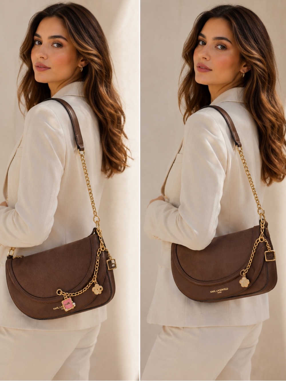 Karl Lagerfeld Suede Shoulder Bag NWT - Picture 3 of 12